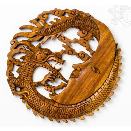 Sárkány holddal fa falikép