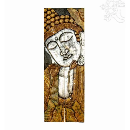 Buddha fejes, 2 részes, fa fali dísz - 52 x 150 cm