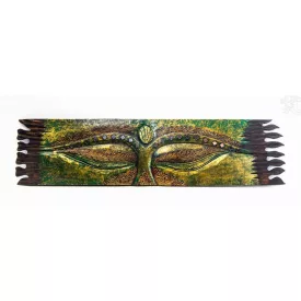 Buddha szeme fa fali dísz, zöld - 25 x 100 cm