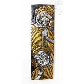   Buddha fejes, arany-ezüst színű, fa fali dísz - 30 x 100 cm