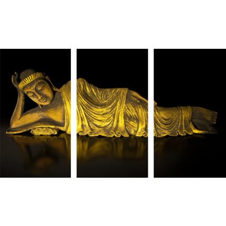 Hatalmas méretű, 150x90-es, három részes, fekvő Buddha vászonkép