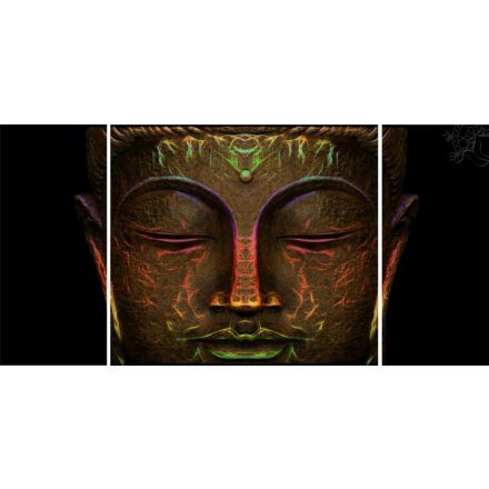 Hatalmas méretű, 180x90-es, három részes, fekvő Buddha kép, falmatrica